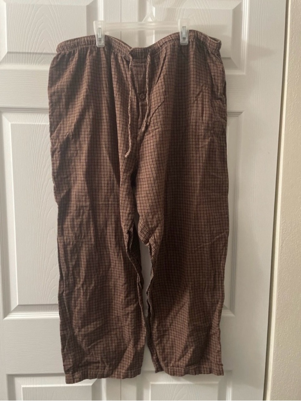 Relaxed Fit Brown Plaid Men's Lounge Pants